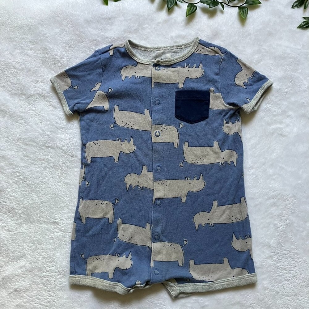 Carters Baby Romper 18M Blue Rhino Graphic Cotton One Piece Outfit